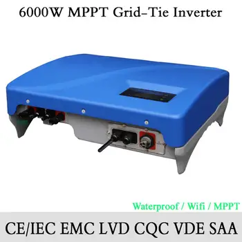 شراء6KW(6000 واط) شبكة التعادل عاكس الطاقة الشمسية مع المزدوج MPPT مقاوم للماء IP65 واي فاي التحويل الافتراضي ، جي بي آر إس اختياري