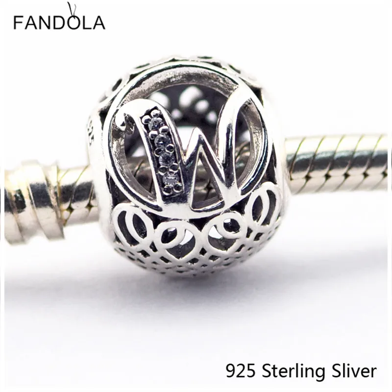 

100% 925 Sterling Silver Vintage W Charms Fits for Brand Bracelet Charm DIY Beads for Personal Jewelry for Girls Women