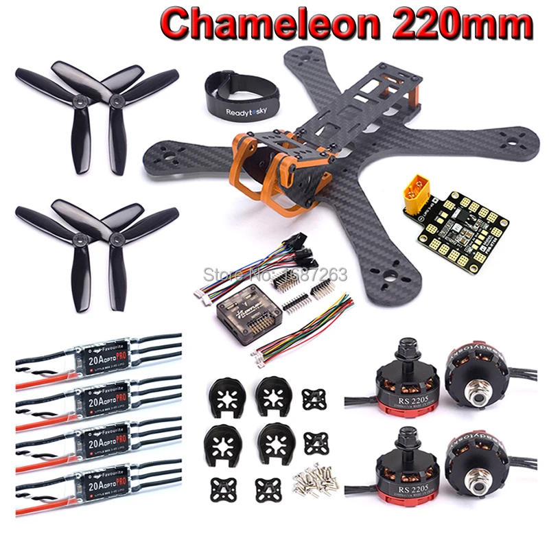 

Chameleon FPV Frame 220 220mm 5" FPV Quadcopter Frame F3 Acro controller RS2205 LittleBee 20A PRO / 20A BLHeli_S ESC