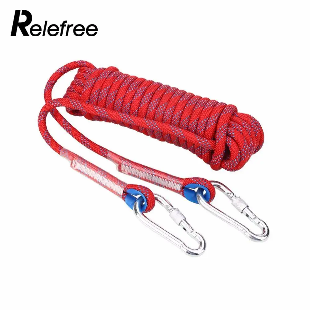 10mm Rescue Rock Climbing Rappelling Rope With Dual Hook Caving Hiking Camping Rope Knots Mountain Equipment Gear 10M