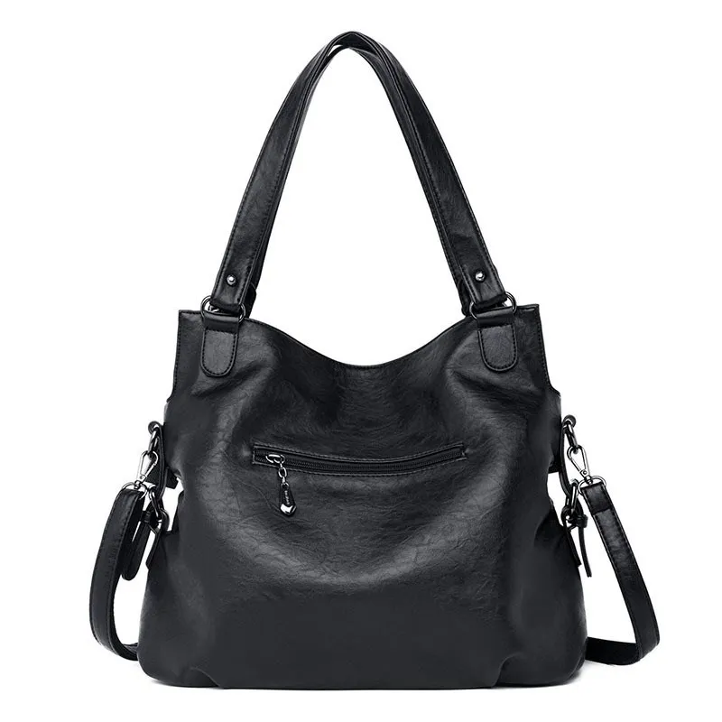  ladies large bucket tote bag Black/red new fashion women leather handbags female genuine leather sh - 32966386658