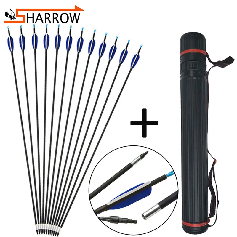 

12pcs 32inch 700 Spine Mix Carbon Fiberglass Arrow With Adjustable Quiver For Outdoor Bow Hunting Shooting Archery Accessories