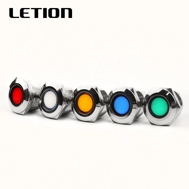 

19mmLED metal indicator lamp power indicator waterproof 3V6V12V24V36V48V110V220V screw pin Five colors optional LETION19-D