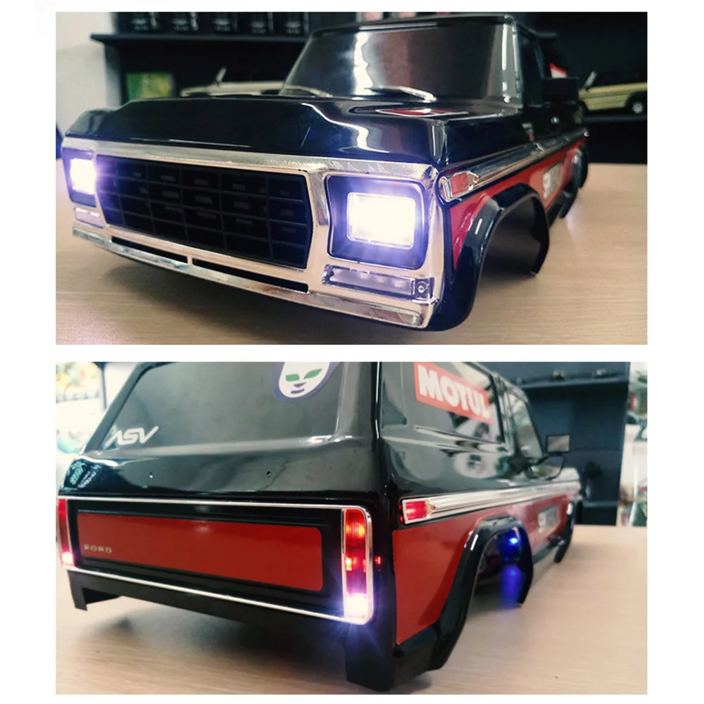 Ceny INJORA LED system oświetlenia z przodu i tylna lampa grupy do 1 10 RC samochód Traxxas TRX4 Bronco 82046 4