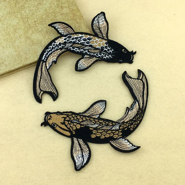 large size embroidery koi fish stickers jacket clothing decoration koi fish size