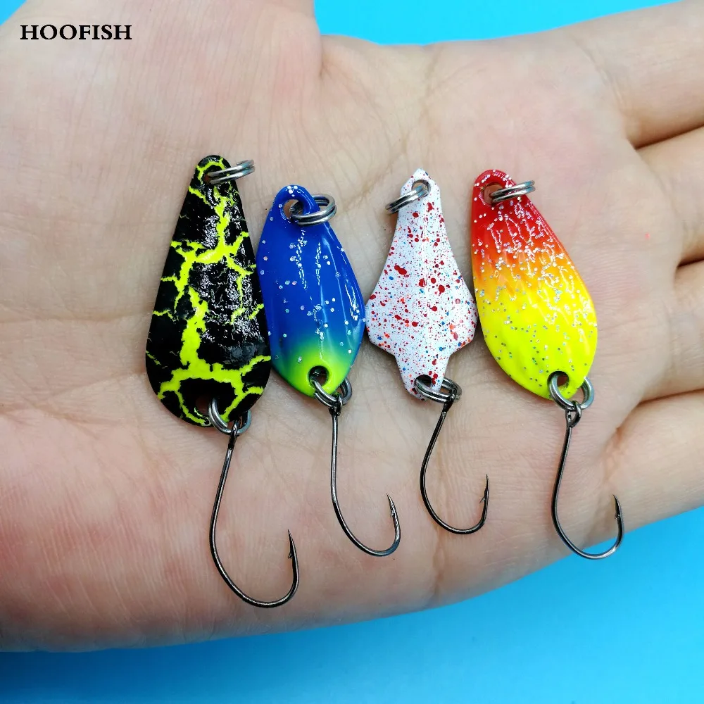 HOOFISH 20 шт./лот+ 1 коробка металлическая ложка для рыбалки приманки Медь приманки красочные Карп Блесен один крюк небольшой металлическая приманка в виде ложки
