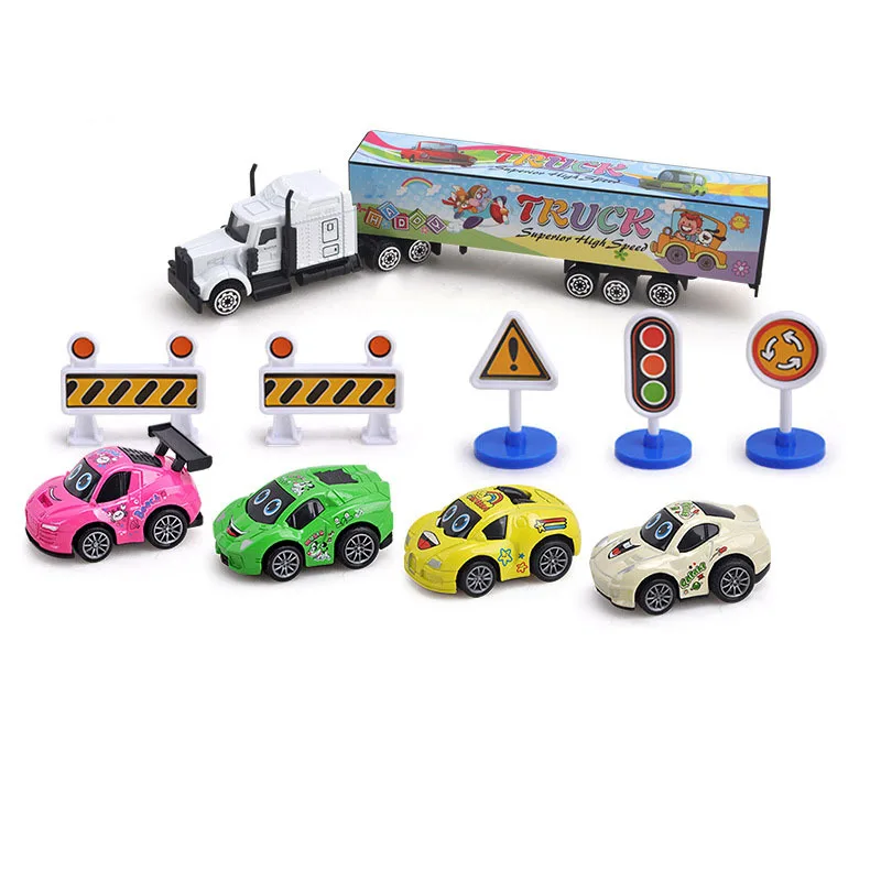 

New Exquisite Creative Alloy Car Model Combination Set Cartoon Anime Q Version Sports Car Model Baby Toy Cartoon Alloy Car