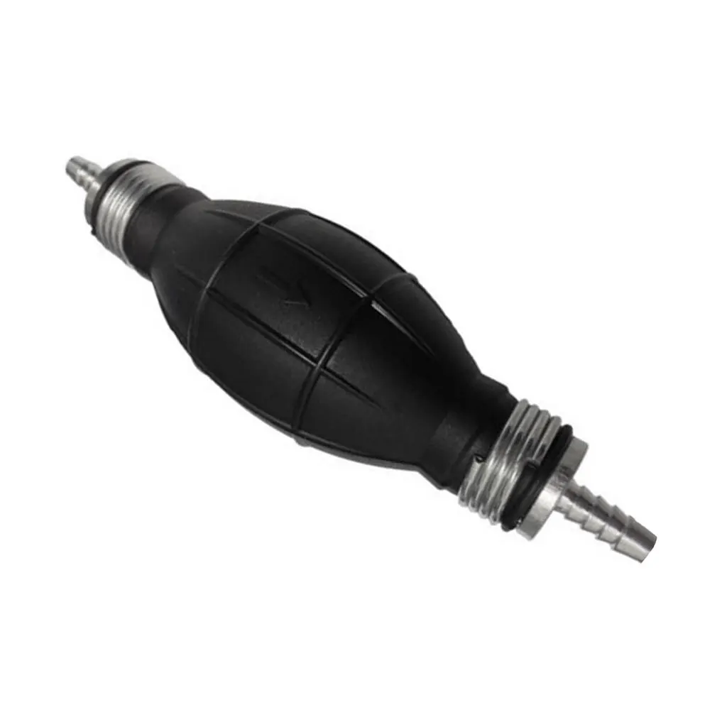 6mm-1/4 Rubber Aluminum Straight Fuel Pump Hand Primer Bulb Boat Petrol Inline Outboard Black   