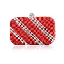 Fashion Metallic Crystal Evening Party Clutch For Women Wedding Bride Handbag Flap Striped Patchwork Single Chain Shoulder Bag colorful metallic crystal striped women cell phone wallet silicone toiletry bangkok clutch bag dinner wedding dress evening bag