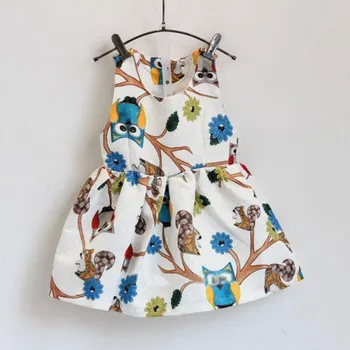 

Summer New Chic Kids Baby Girls Dress Sleeveless Owl Print Tutu Dresses One Piece Party Clothes Children's Dress