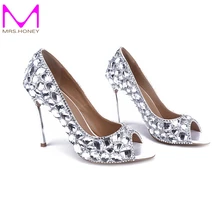 Sexy Peep Toe Pumps Kristall Dünne High Heels Frauen Mode Angepasst Hochzeit Schuhe Homecoming Kleid Schuhe Brautabschlußball-pumpe