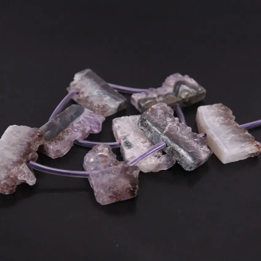 Approx10pcs Strand сырья аметисты Druzy Плиты Кулон Бусины, фиолетовый кристалл кварца Geode drusy срез Подвеска Шарм, ювелирных изделий