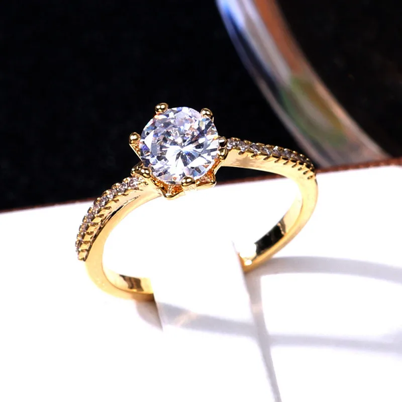 Шесть когтей 1 карат кубического циркония свадебное/обручальное кольцо оптом