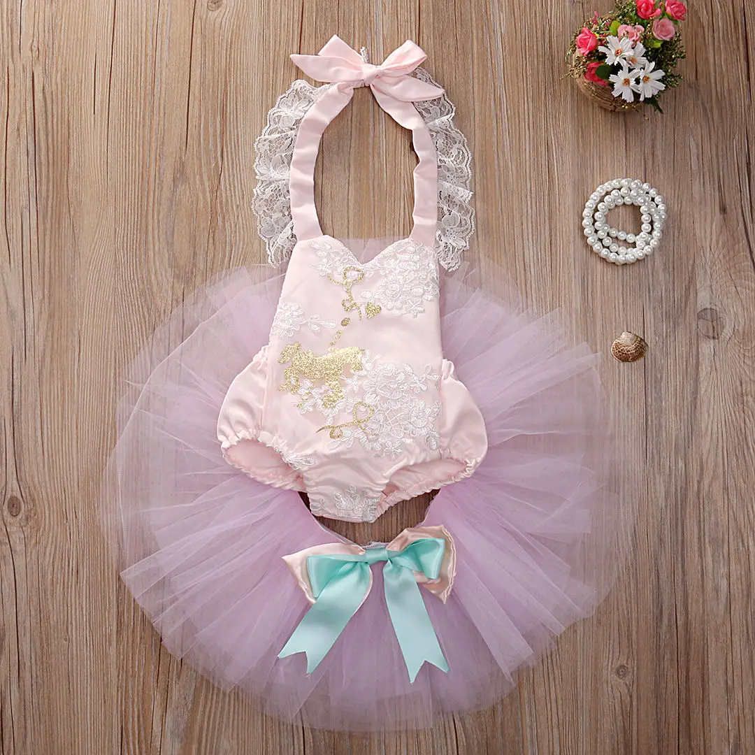 S cak Sat Toddler Bebek K z Kolsuz stler Romper Tutu rg Etek 