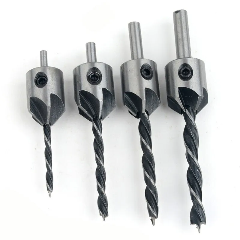 Countersink Drills Bit Press Set Chamfer Reamer Woodworking Power Tools 3mm-6mm 1/4