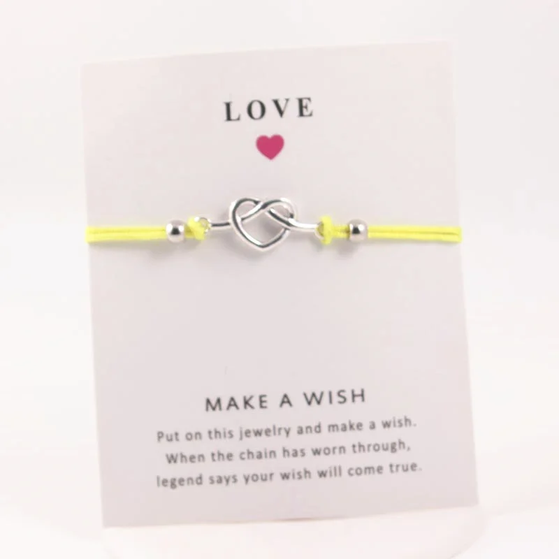 

2019 New Knotted heart Dangle Charms Bracelets Adjustable Wish Card Bracelets Fashion Leather Bracelet Jewelry