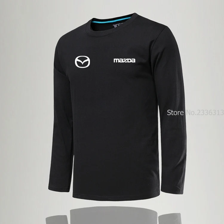 Новая модная однотонная мужская футболка Mazda с круглым вырезом повседневная