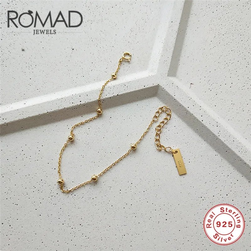 ROMAD Для женщин браслет серебро 925 браслет для Для женщин бусинами Браслеты и браслеты Модные украшения подарок для девочки R4