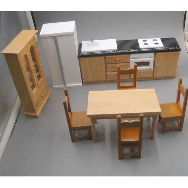 A02-X015 الأطفال طفل هدية لعبة 1:12 دمية مصغرة الأثاث مصغرة rement خشبية المطبخ مجموعة