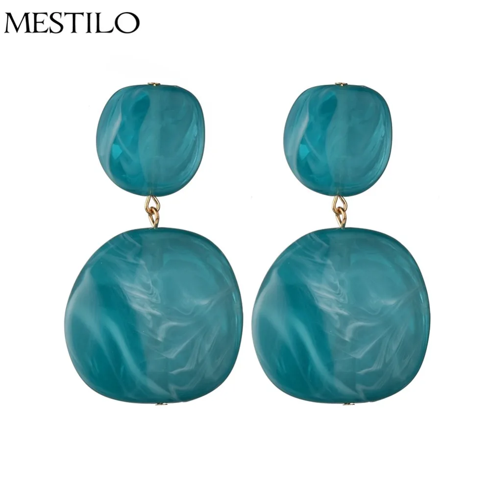 

MESTILO New Arrival Geometric Double Round Acetic Acid Resin Dangle Earrings For Women Fashion Boho Long Drop Earrings Jewelry