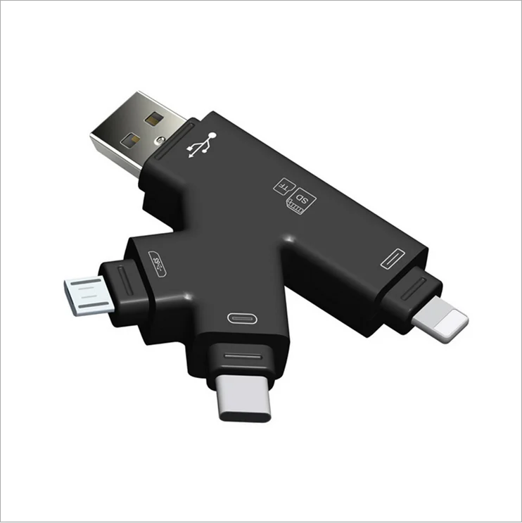 USB 2,0 4 в 1 высокоскоростной считыватель карт памяти Адаптер для Micro SD SDXC TF T-Flash
