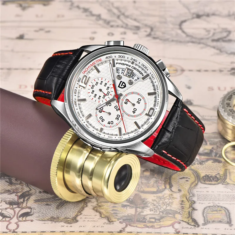 Relojes de cuarzo para hombre, relojes militares de movimiento a la moda, diseño PAGANI, relojes de cuarzo de cuero, reloj masculino - 5