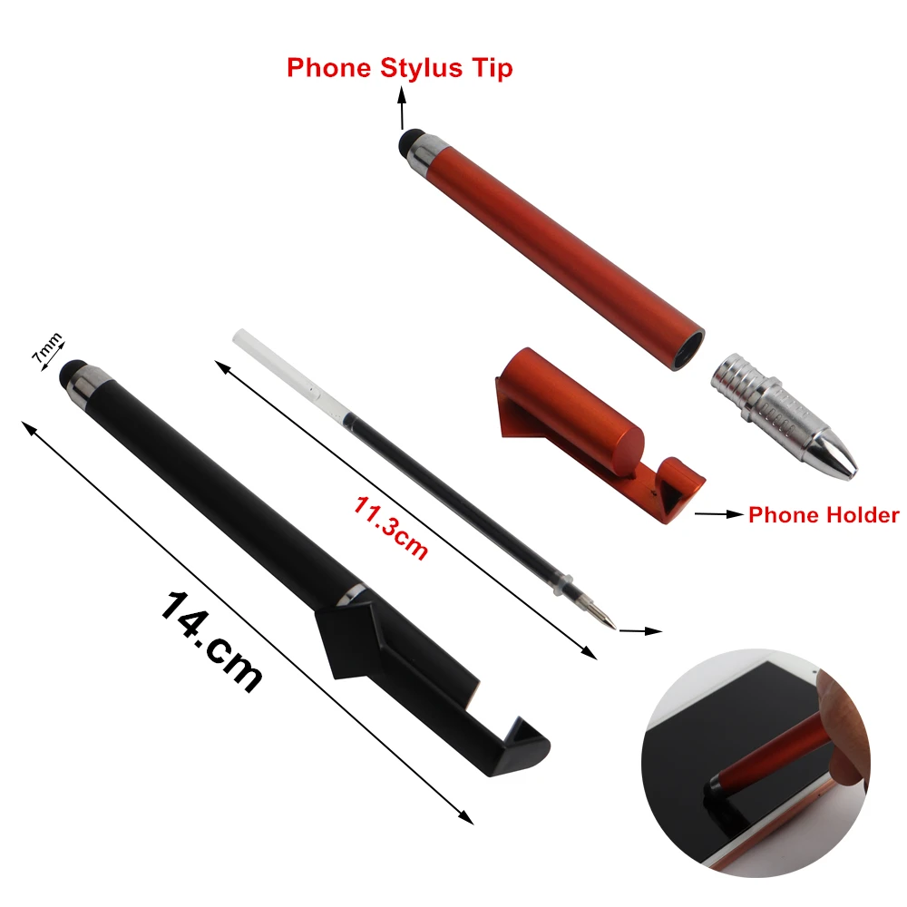 3 шт./лот GENKKY, новинка, 3 в 1, многофункциональная гелевая ручка, стилус для мобильного телефона, стилус и держатель для телефона, гелевые ручки 0,5 мм