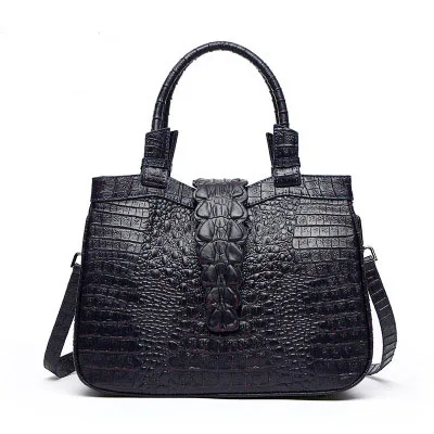 Женская сумка с акулой, женская сумка на плечо, женская брендовая сумка из натуральной кожи, женская сумка через плечо, сумка почтальона из крокодиловой кожи - Цвет: Темно-синий