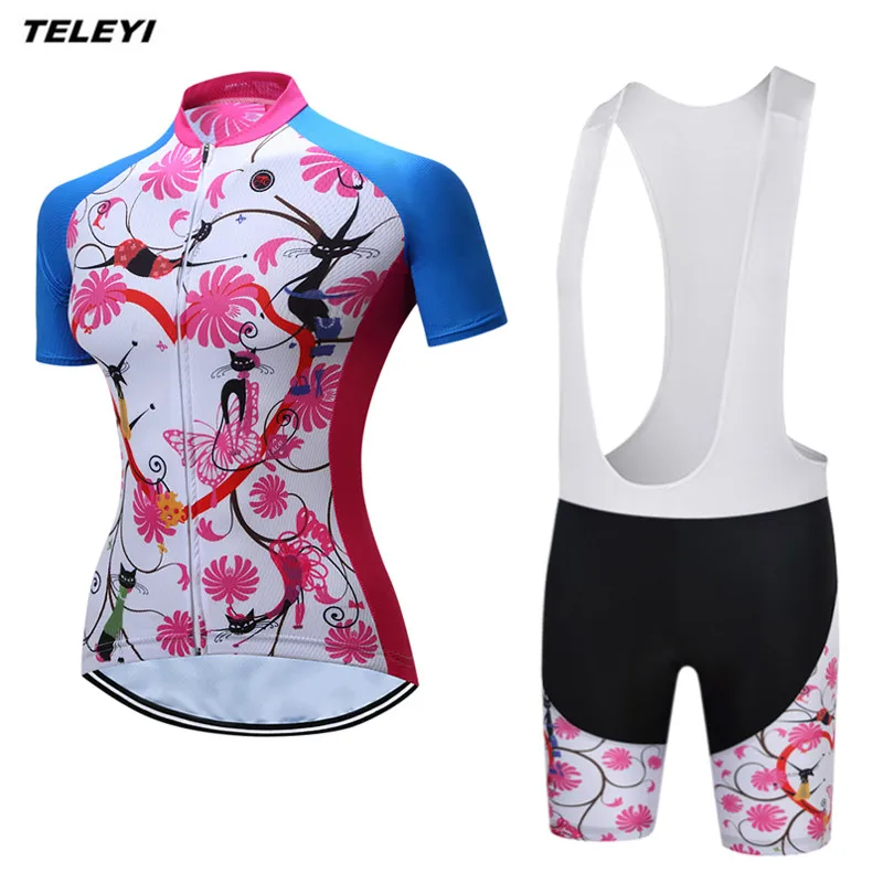 TELEYI Flower Pink MTB Bike Jersey Women's Cycling Clothing Ropa ...