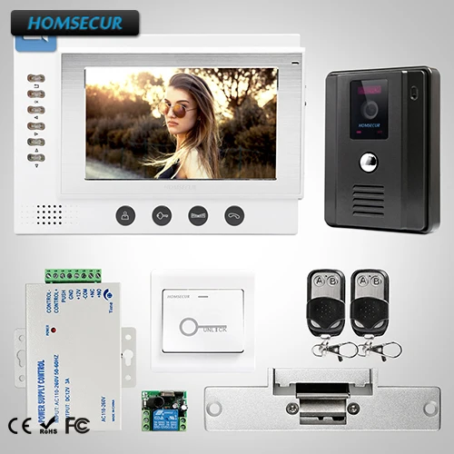 

HOMSECUR 7" Wired Hands-free Video Door Entry Security Intercom+Black Camera: TC011-B Camera(Black)+ TM701R-W Monitor(White)