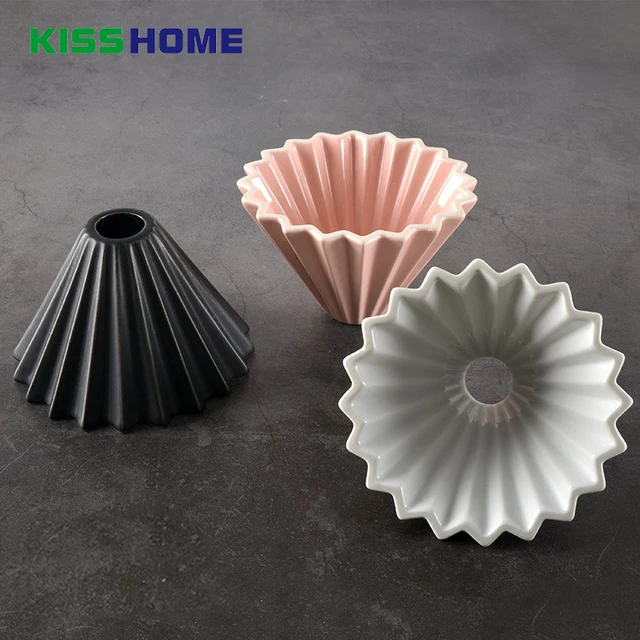 Best Price Flowers Ceramic Coffee Cup Espresso Coffee Filter Cup Origami Filter Cups V60 Funnel Drip Hand Cup Filters Coffee Accessories