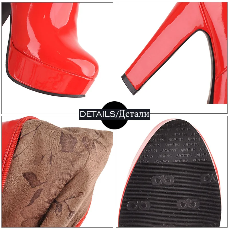 JK/Сапоги выше колена; женские зимние сапоги из искусственной кожи на платформе; обувь на высоком каблуке на молнии; модная пикантная женская обувь; большие размеры 32-48