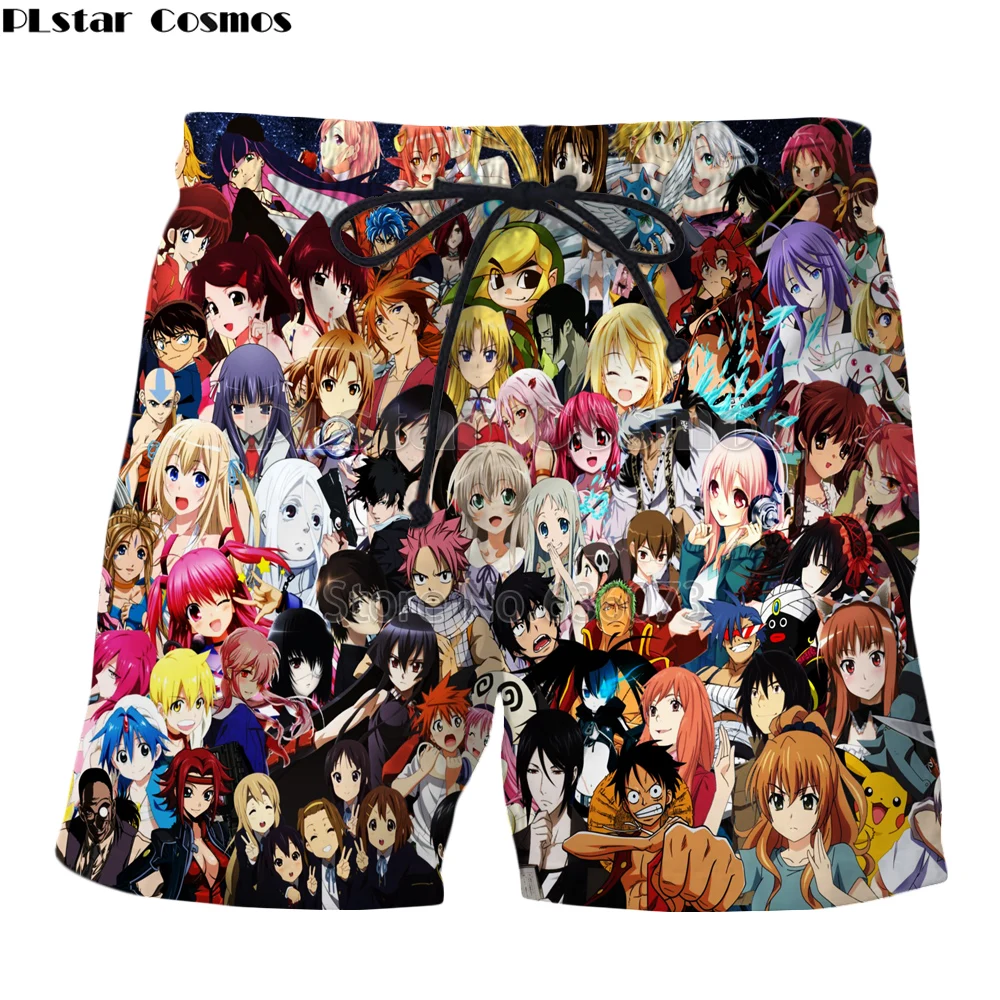 PLstar Cosmos новые модные летние мужские женские шорты аниме персонаж коллаж 3D все печатные повседневные шорты