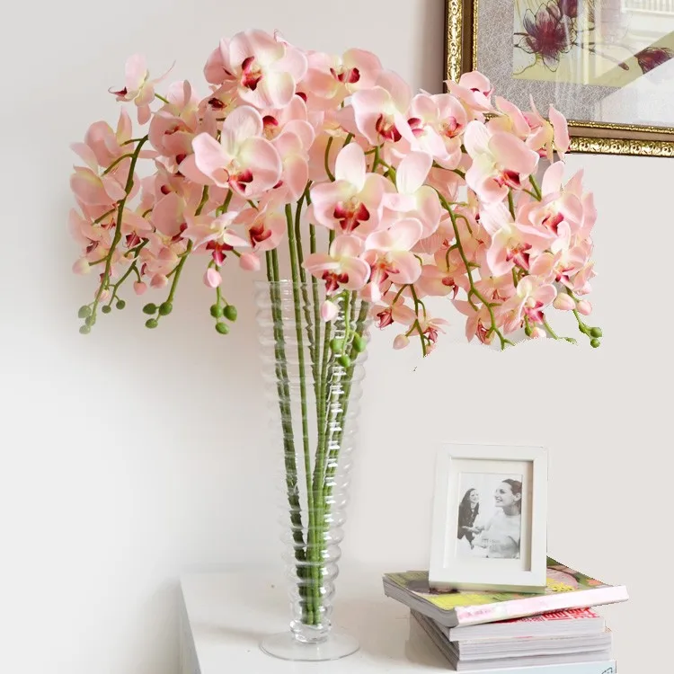 15 шт Phalaenopsis Высокое качество искусственные цветы Белый Синий Орхидея Шелковый