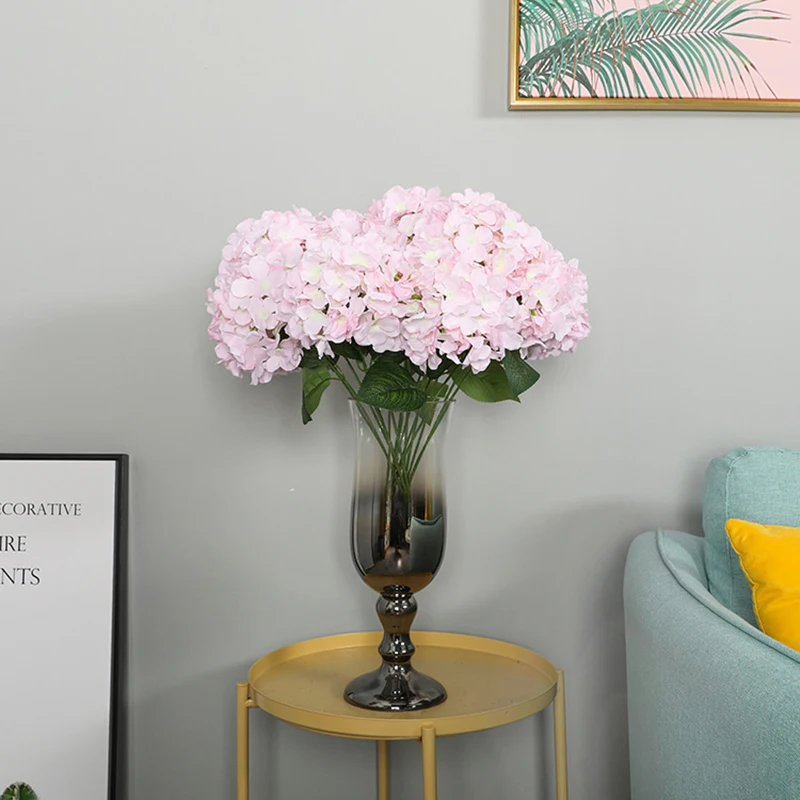 

6 Heads Artificial Hydrangea Ball Silk Flowers The Artificial Hydrangea Road On The Wall Decoration Flower Wall Dried Flowers