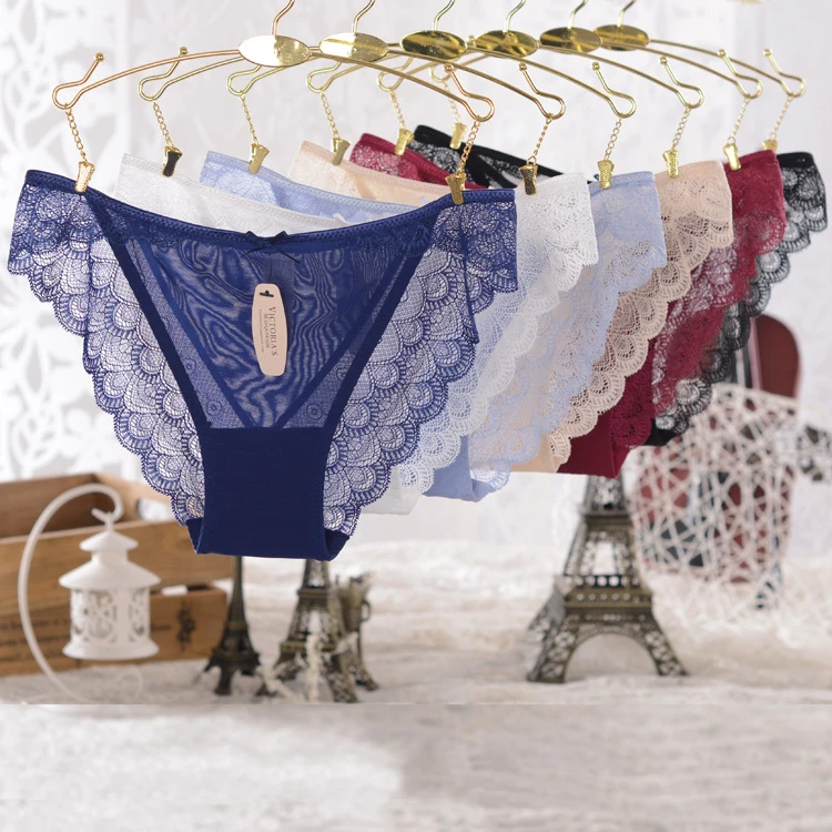 Euramerican vs pink sexy hollow out transparent panties cotton see