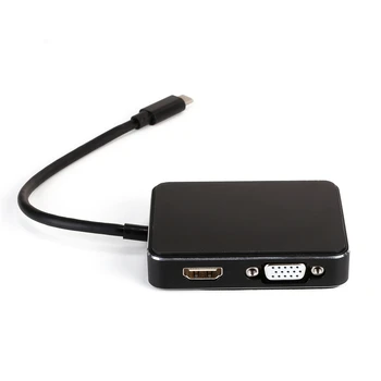 

S-1608 Type-c Convert Hdmi+Vga+USB3.0+SD+TF 7in1 Converter Usb-c Multi-Function Dock black