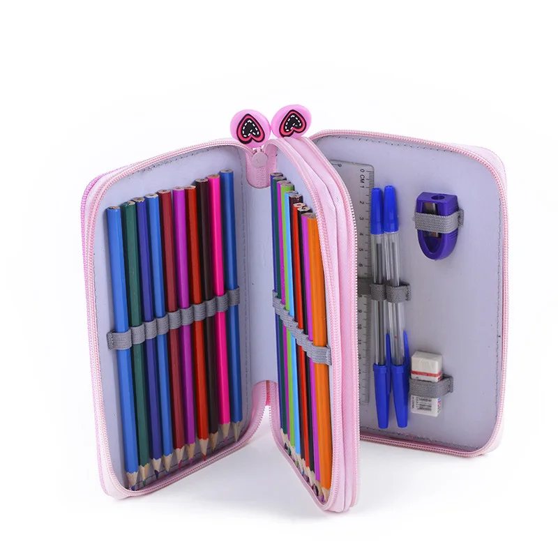 Cute Kawaii Penalties School Pencil Case 36/48/72 Holes Penal Pencilcase 3/4 Layers Multifunction Large Pen Box Stationery Pouch