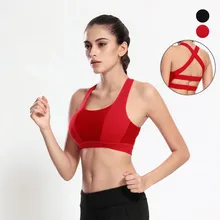 Летние быстросохнущие Фитнес работает спортивный бюстгальтер Для женщин противоударный Gym Йога Cross Back Tank Top Спортивный жилет нижнее белье спортивные бюстгальтер