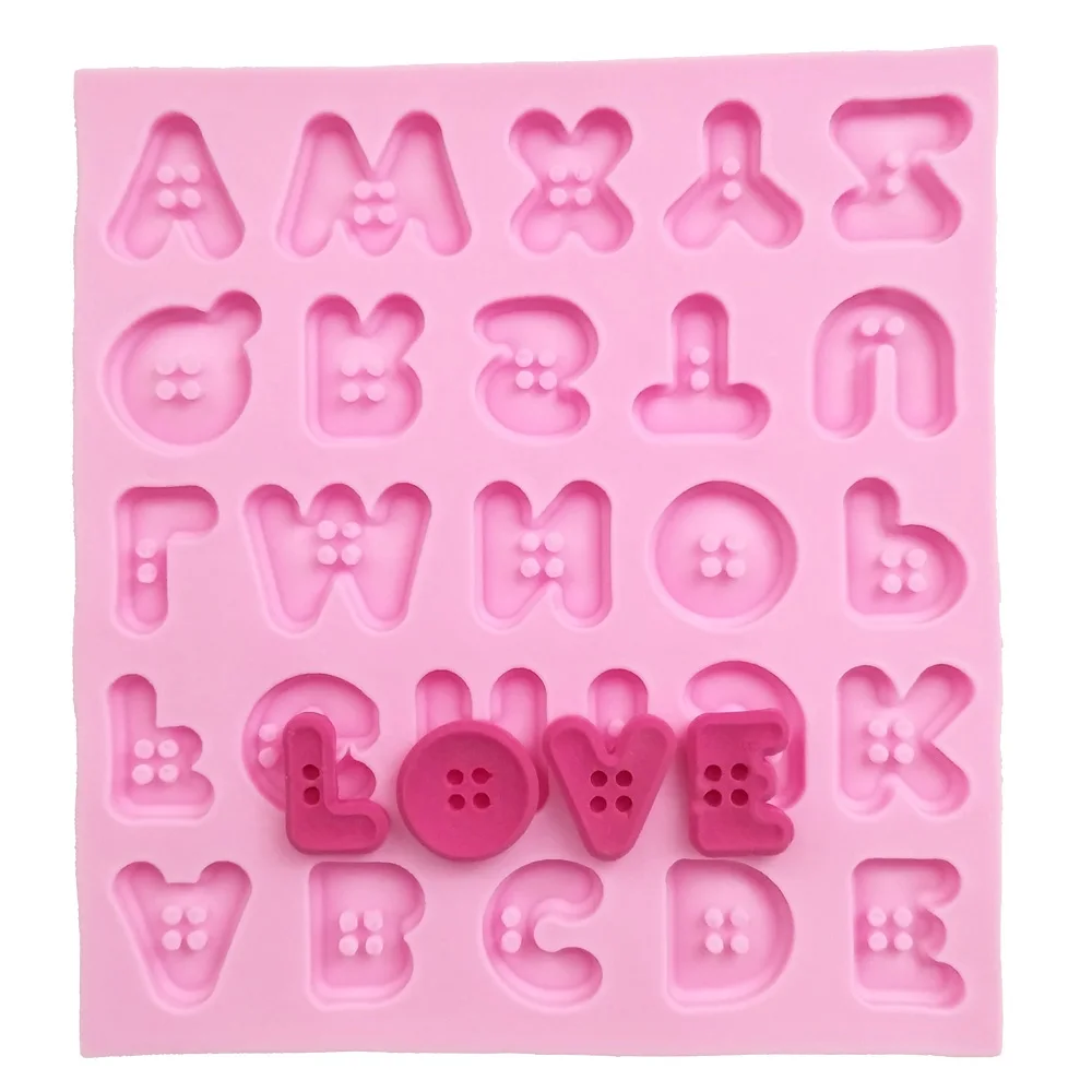 Creative Button Letters Alphabet Silicone Mold Fondant