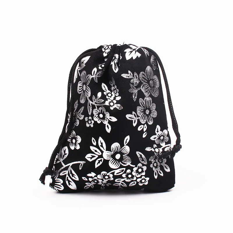 

100Pcs/lot Black Velvet Bag 9x12cm Cute Drawstring Pouch Small Gift Bag Favor Flocking Wedding Candy Jewelry Gift Packing Bags