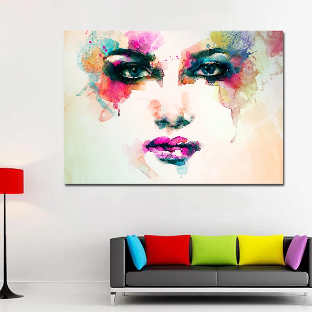 Hd Abstract Art Watercolor Girl Painting With Vivid Color Wall Art