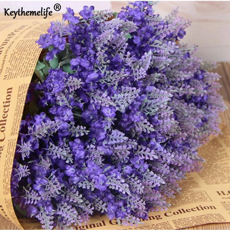 

Artificial Flower 10 Heads Provence Lavender Silk Bouquet Decorative Party Flowers For Wedding Home Decor Artificial Flowers D