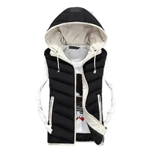 Модная куртка без рукавов для влюбленных, мужская и женская жилетка, зимняя мужская жилетка с капюшоном на хлопковой подкладке, теплая жилетка с капюшоном