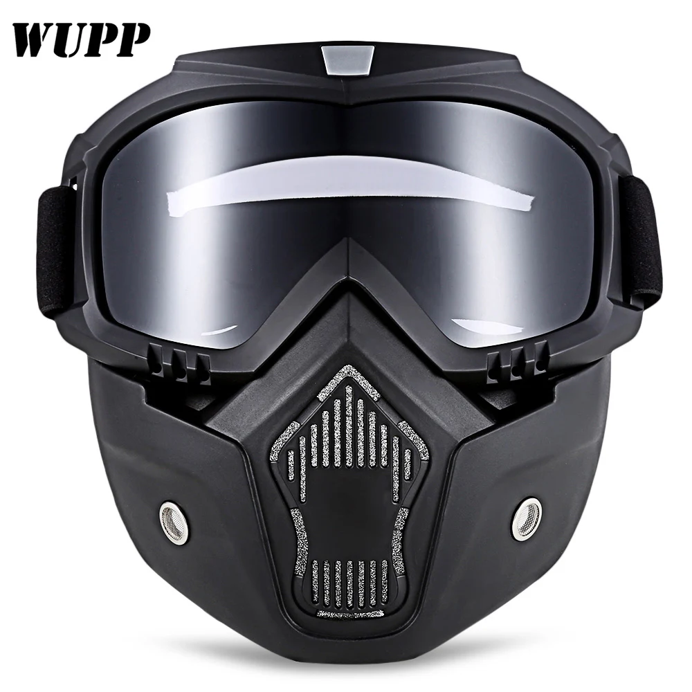 Universal Motorcycle Helmet Detachable Goggles Face Mask Motocross