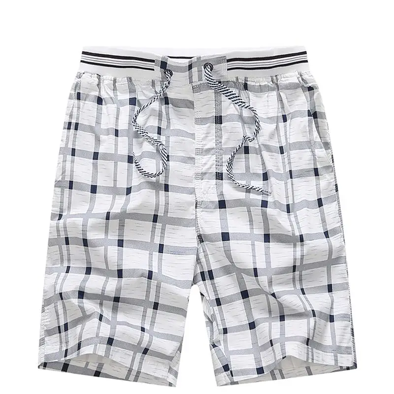 Miacawor новые летние хлопковые повседневные мужские шорты модные пляжные шорты в клетку Homme тренировочные штаны с резинкой в талии K816 - Цвет: Белый