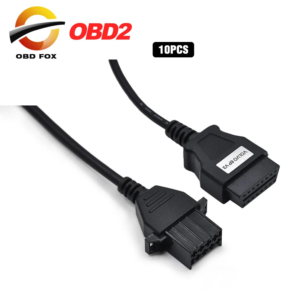 Для Volvo 8Pin для OBD2 16Pin гнездовой разъем DLC OBD OBDII VOLVO 8-ми штифтовый кабель 10 шт./лот
