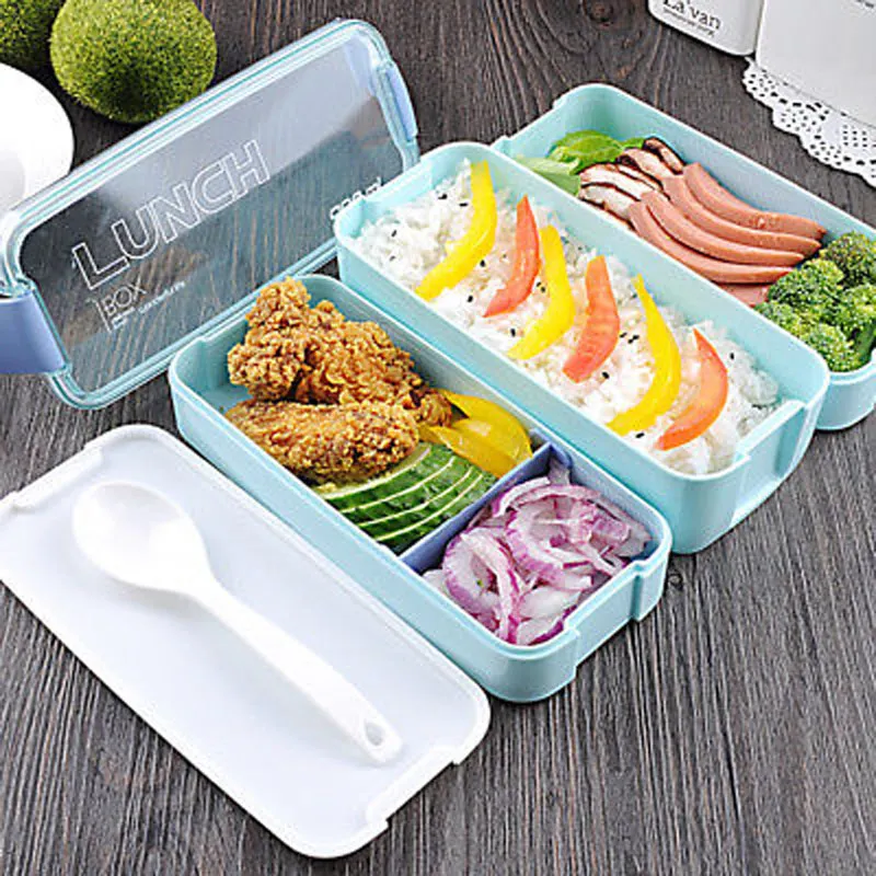 

New 3 Layers Plastic Bento Box Japanese Style Food Sushi Storage Container For Kids School Office Lunch Boxs Dinnerware Set