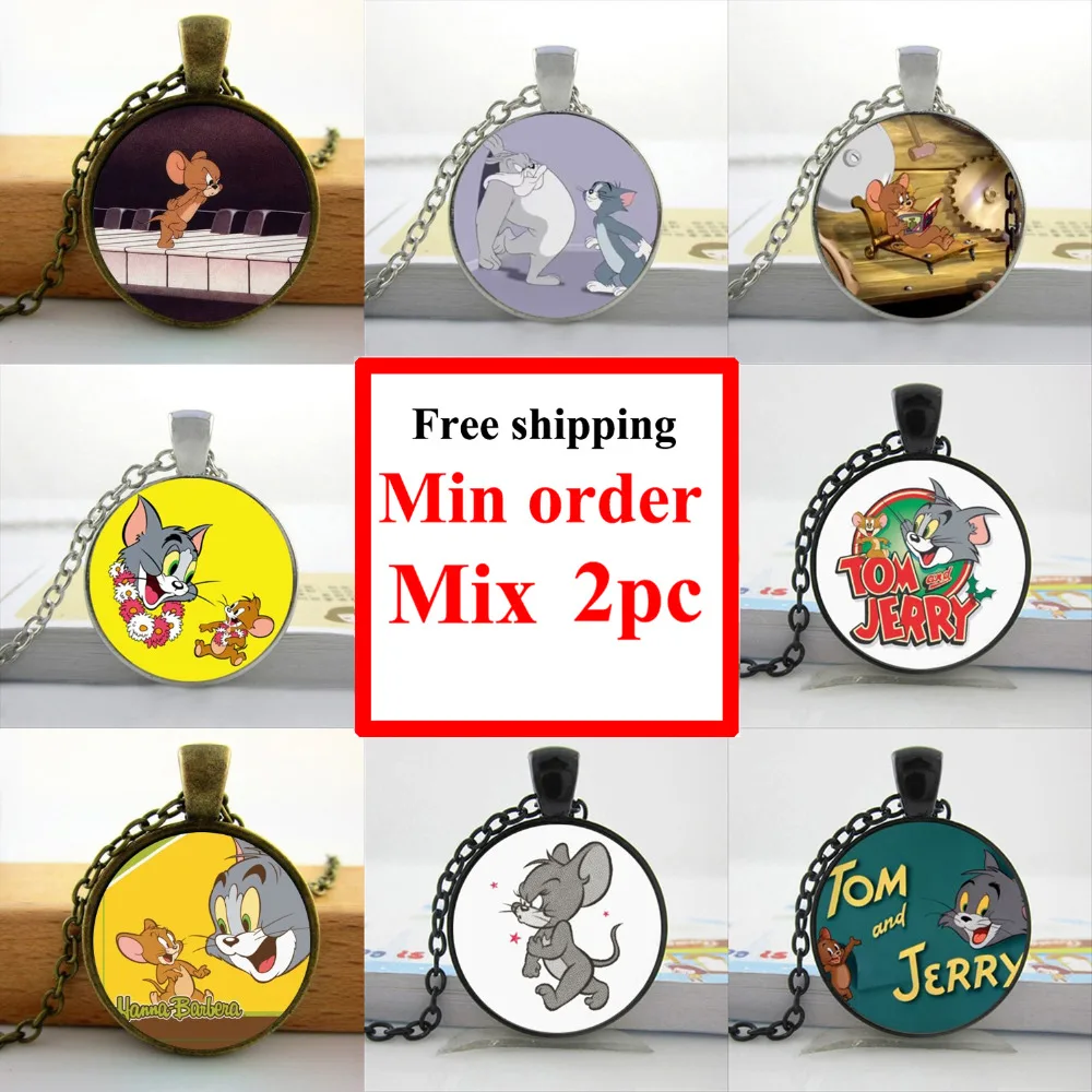 New Tom and Jerry Necklace Tom and Jerry Jewelry Popular Anime Glass