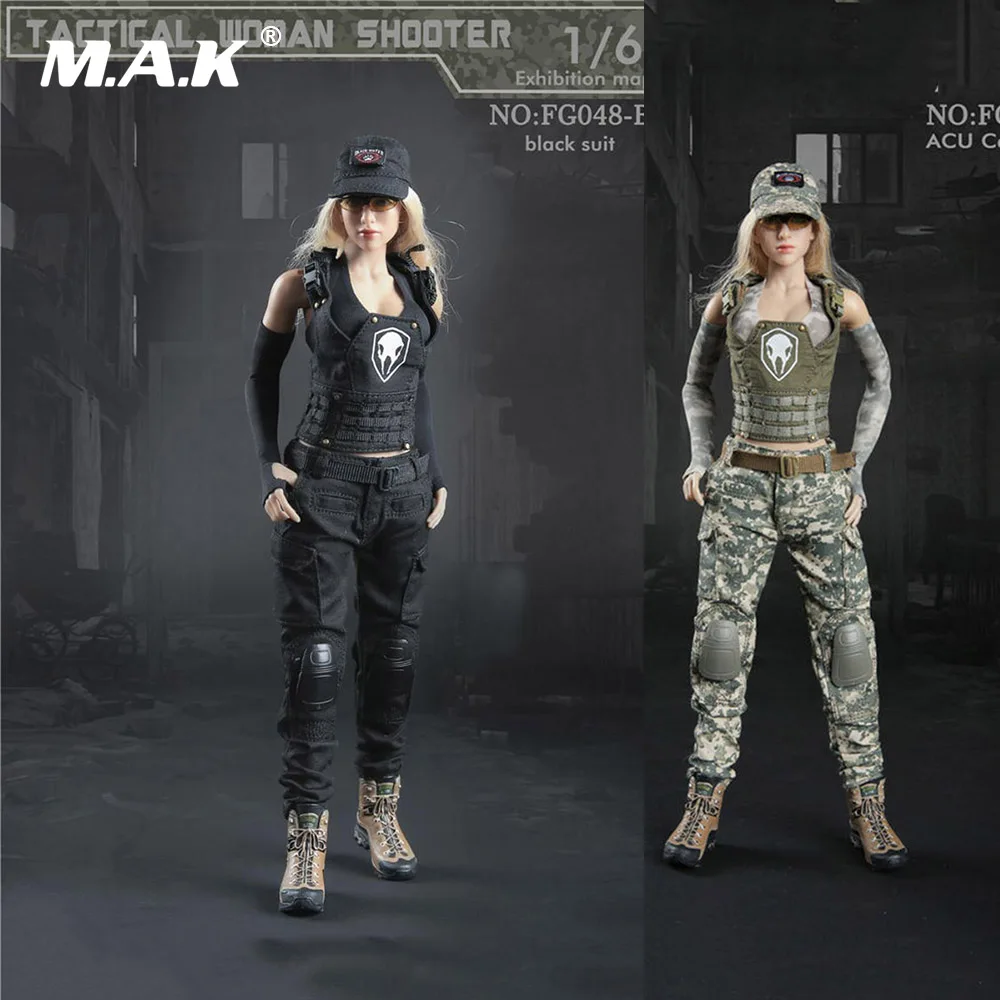 Масштаб 1/6 тактическая Женская одежда для стрельбы Gunner Черная/камуфляжная форма